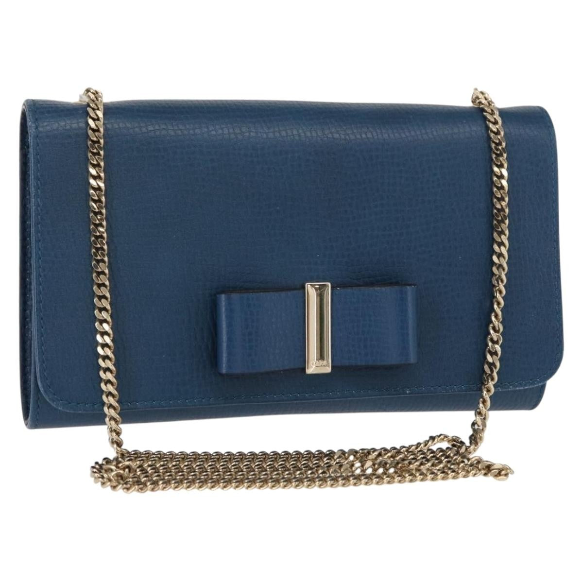 Chloe Vintage Shoulder Bag Leather Blue Leather Shoulder Bag Bag (Pre-Owned)