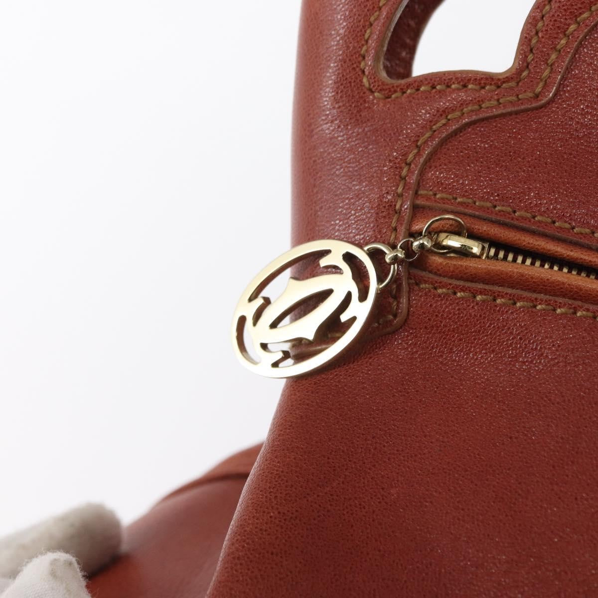 Cartier Marcello Handbag Leather Brown Leather Handbag (Pre-Owned)
