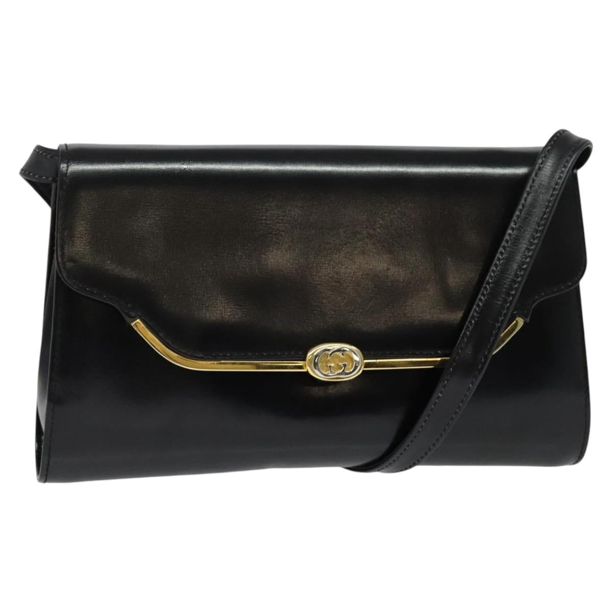 Gucci Vintage Shoulder Bag Leather Black Leather Shoulder Bag Bag (Pre-Owned)