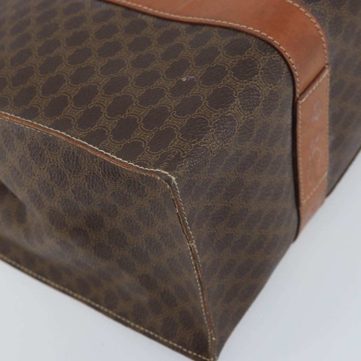 Celine Vintage Macadam Handbag Canvas And Leather Brown Canvas Tote Bag Bag (Pre-Owned)