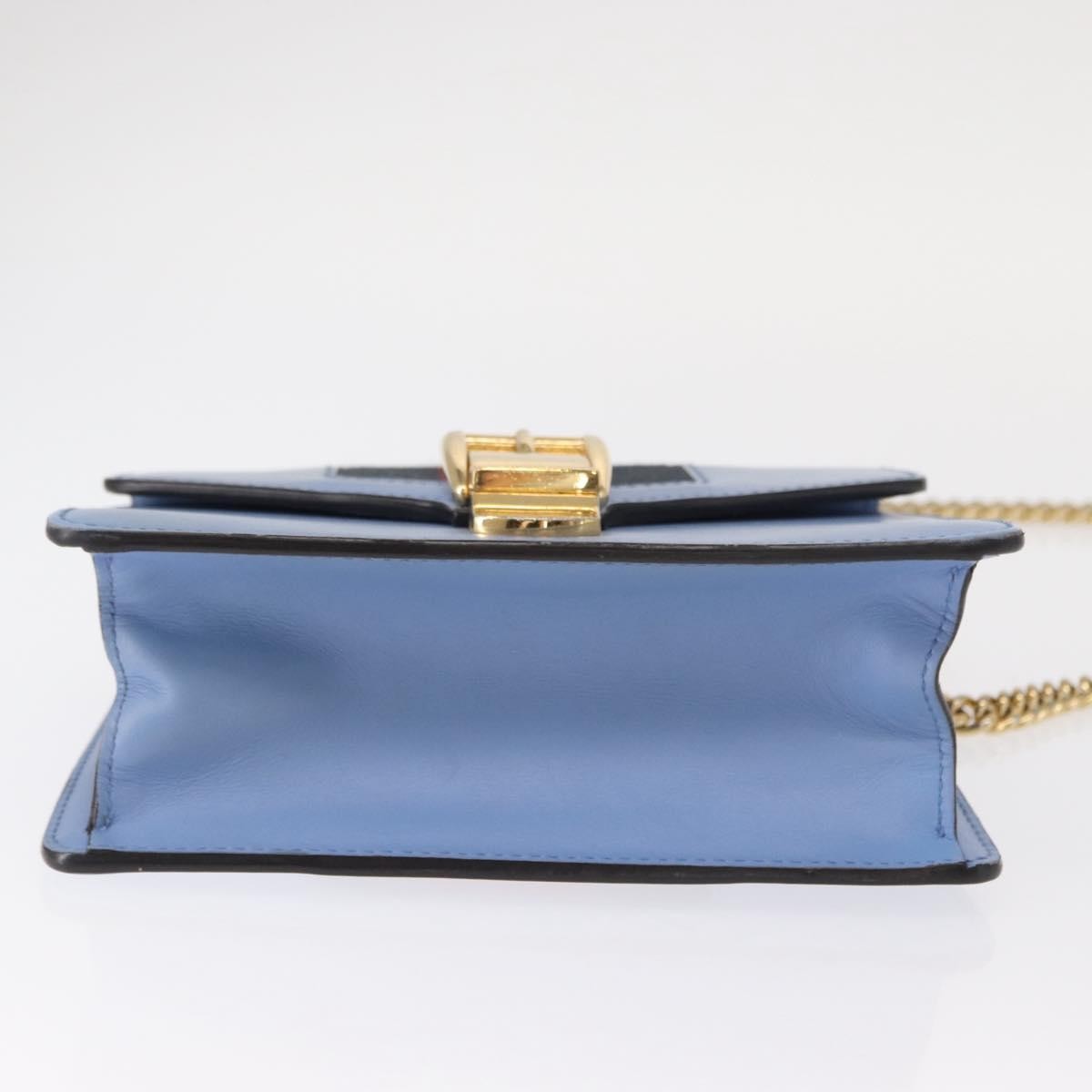Gucci Sylvie Chain Shoulder Bag Leather Blue Leather Shoulder Bag Bag (Pre-Owned)