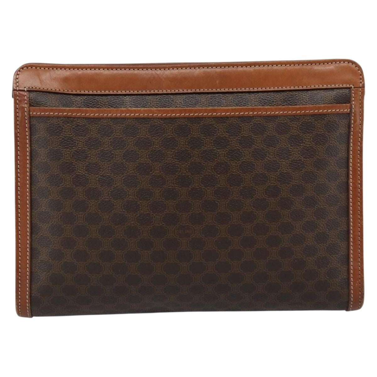 Celine Macadam Pochette Canvas Brown Canvas Clutche & Pouche Bag (Pre-Owned)