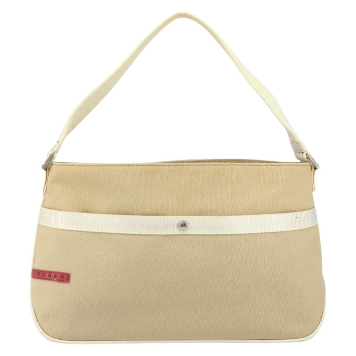 Prada Sport Handbag Canvas Beige Canvas Shoulder Bag Bag (Pre-Owned)