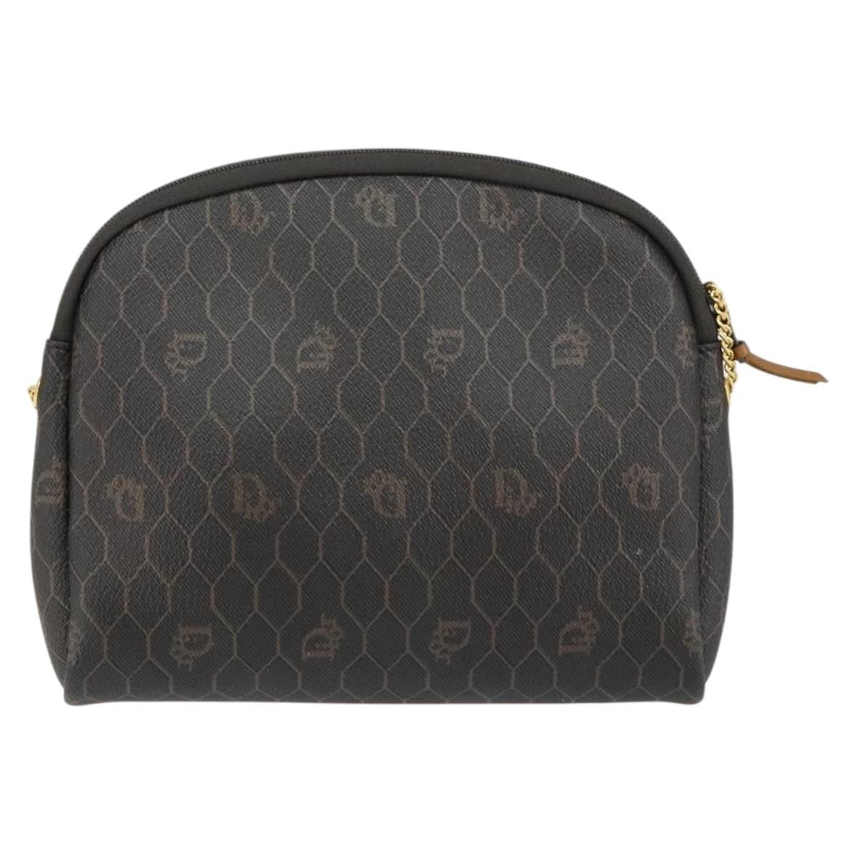Christian Dior Vintage Honeycomb Chain Canvas Black Canvas Shoulder Bag Bag (Pre-Owned)