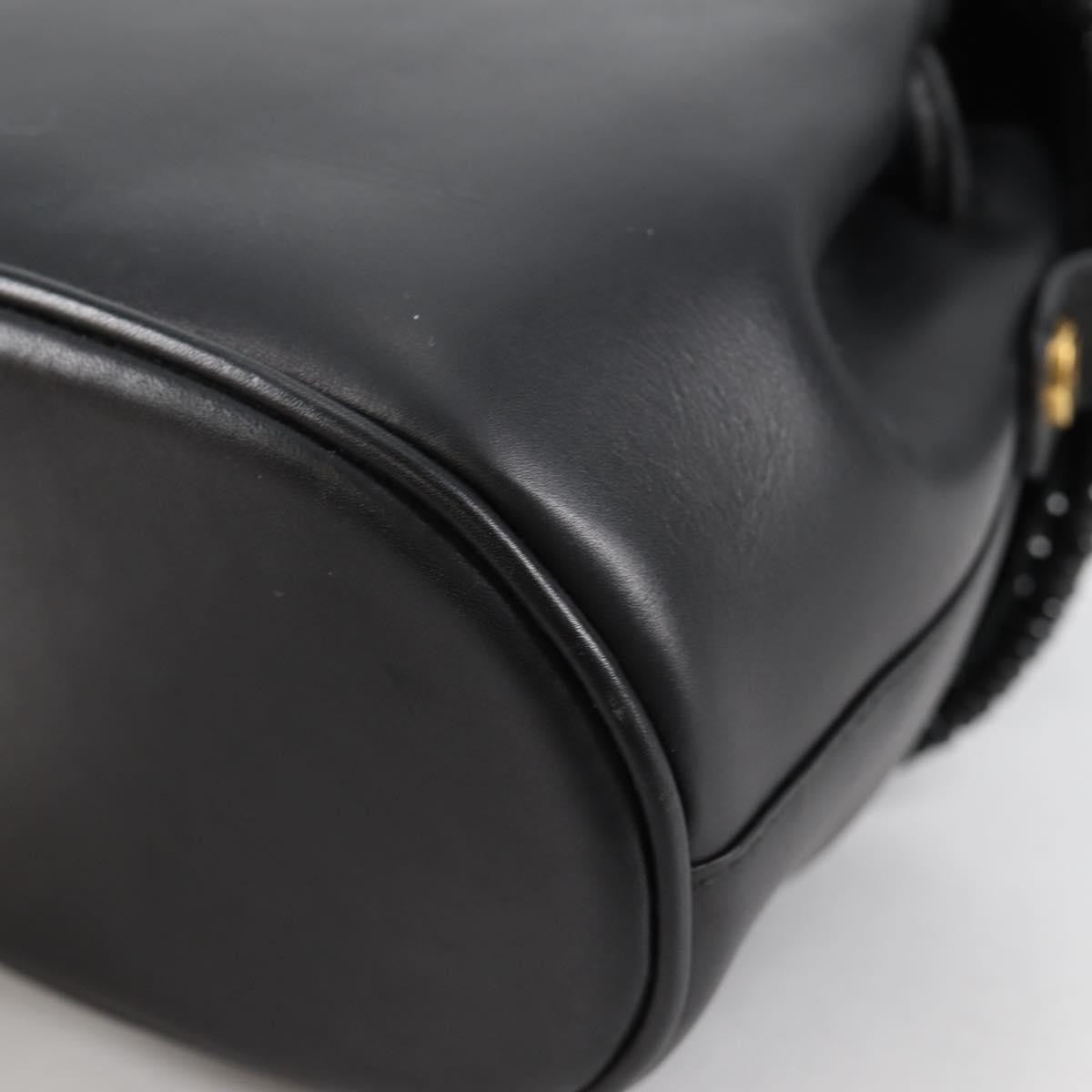 Salvatore Ferragamo Gancini Shoulder Bag Leather Black Leather Shoulder Bag Bag (Pre-Owned)