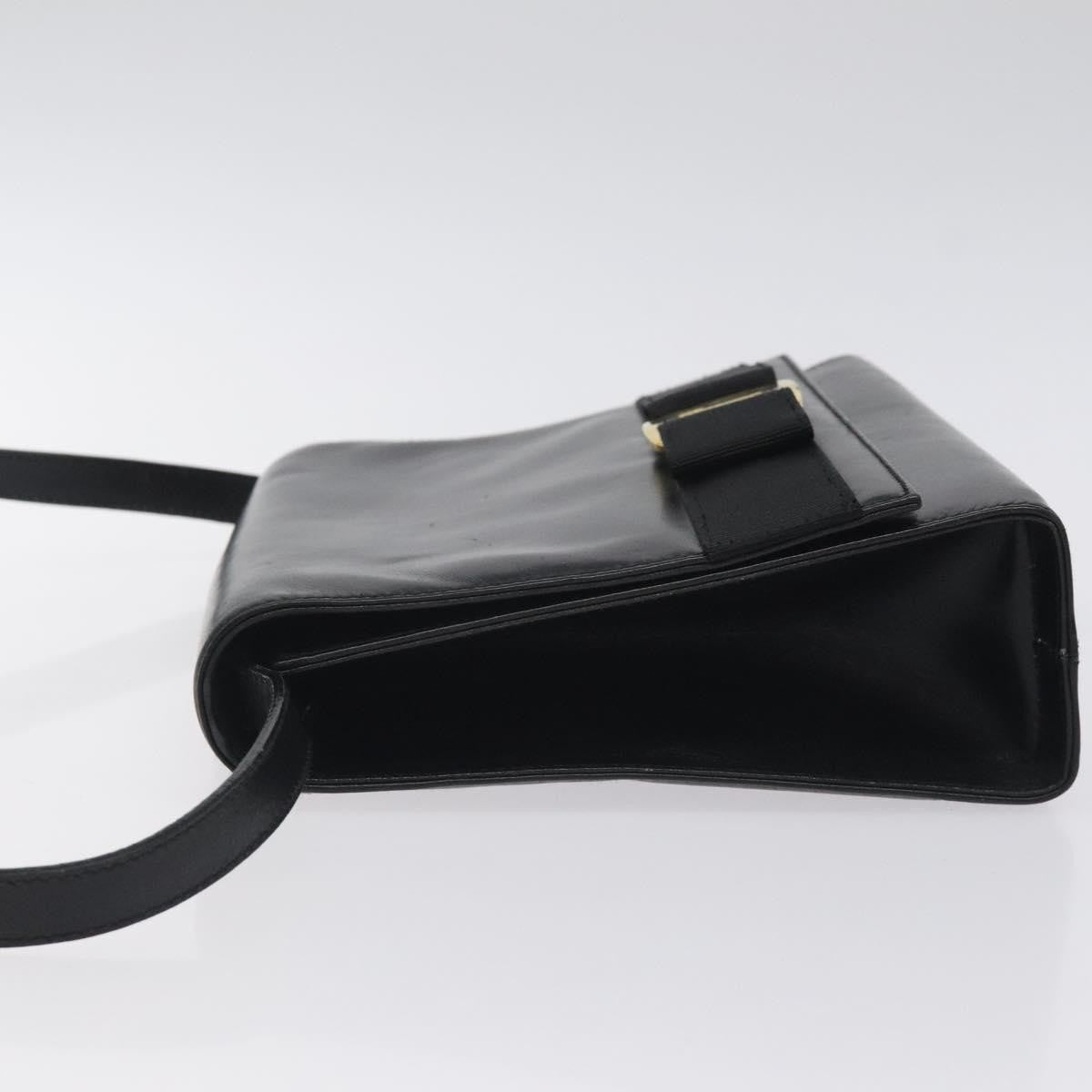 Salvatore Ferragamo Vara Shoulder Bag Leather Black Leather Shoulder Bag Bag (Pre-Owned)