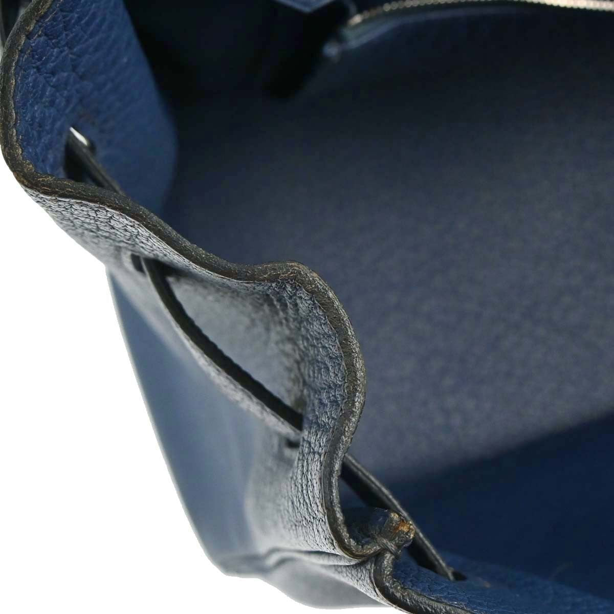 Hermes Birkin Handbag Blue Togo With Palladium Hardware Blue Leather Handbag (Pre-Owned)