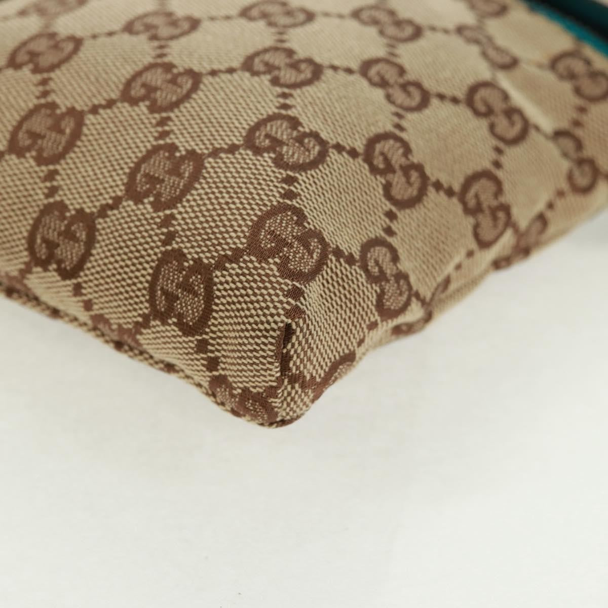 Gucci Vintage Double Belt Bag Gg Canvas With Leather Beige Canvas Shoulder Bag Bag (Pre-Owned)