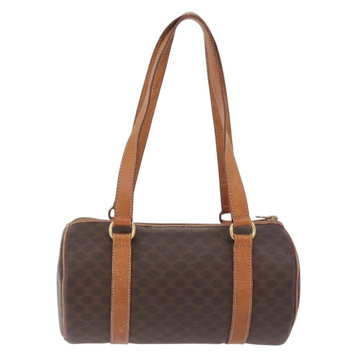 Celine Vintage Macadam Shoulder Bag Canvas And Leather Brown Canvas Shoulder Bag Bag (Pre-Owned)