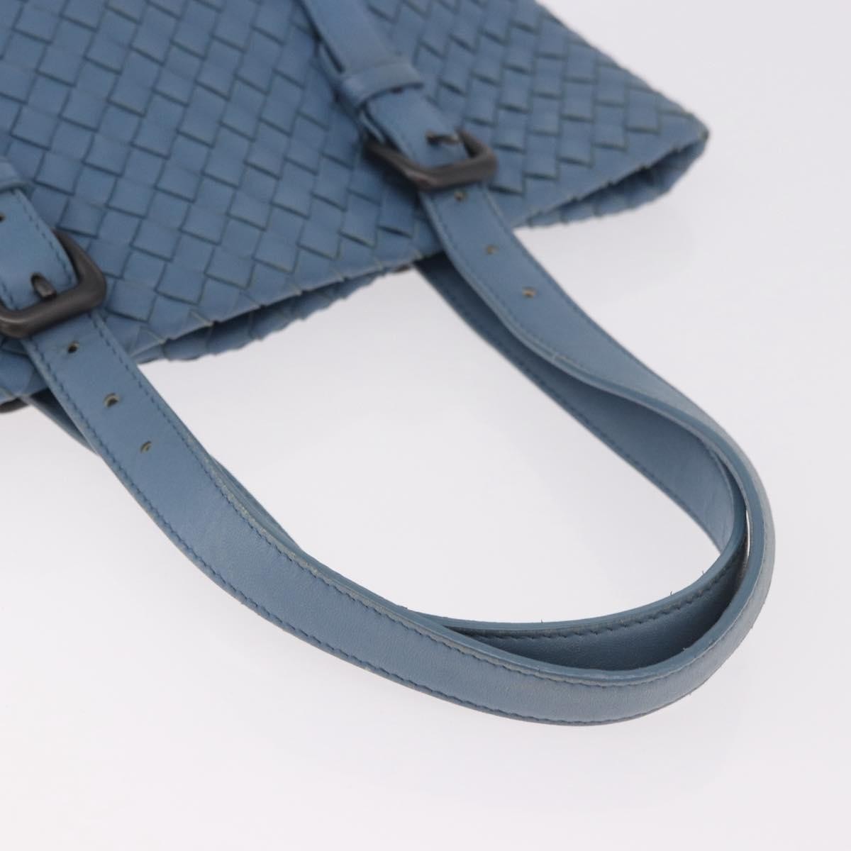 Bottega Veneta Intrecciato Tote Leather Blue Leather Tote Bag Bag (Pre-Owned)