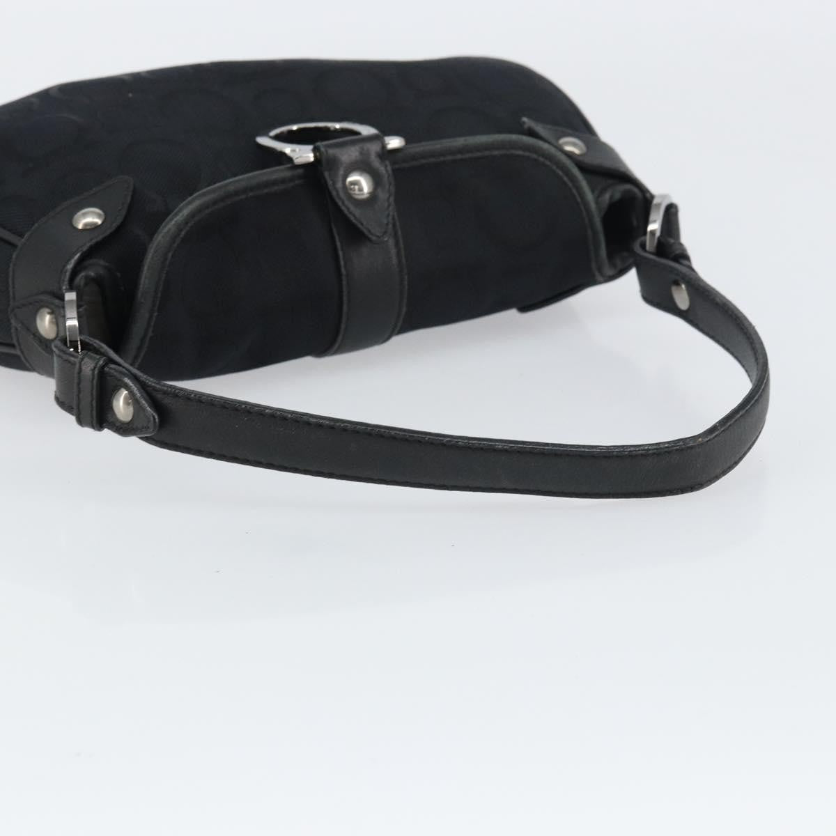 Salvatore Ferragamo Gancini Shoulder Bag Canvas Black Canvas Shoulder Bag Bag (Pre-Owned)