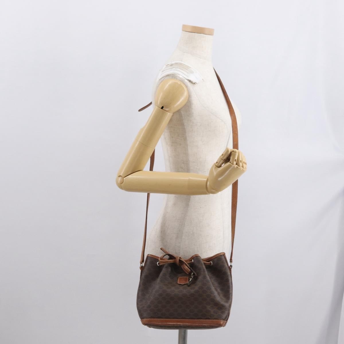 Celine Vintage Macadam Shoulder Bag Canvas And Leather Brown Canvas Shoulder Bag Bag (Pre-Owned)