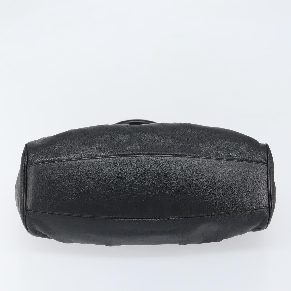 Salvatore Ferragamo Gancini Handbag Leather Black Leather Handbag (Pre-Owned)