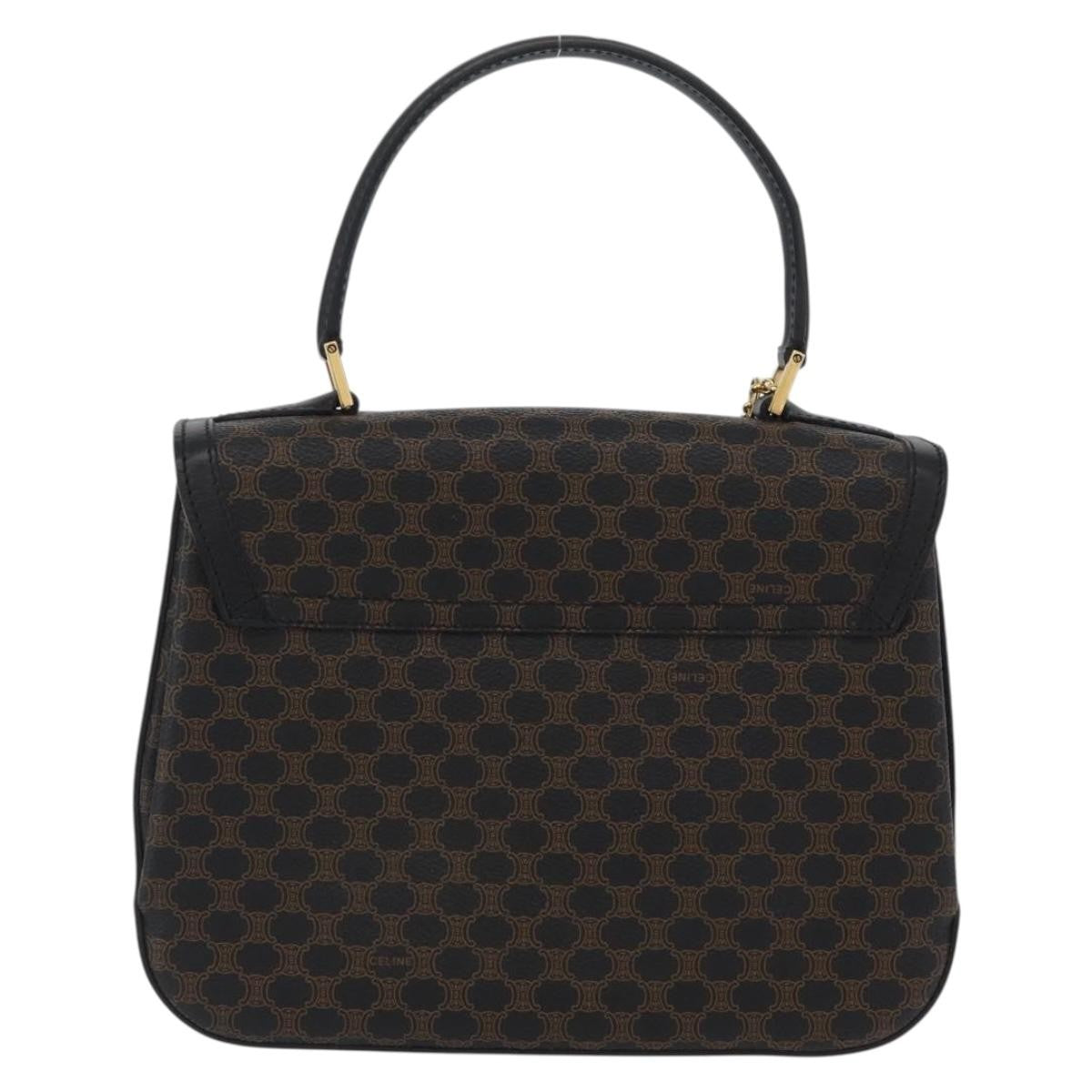 Celine Vintage Convertible Top Handle Bag Macadam Coated Canvas Black Canvas Handbag (Pre-Owned)