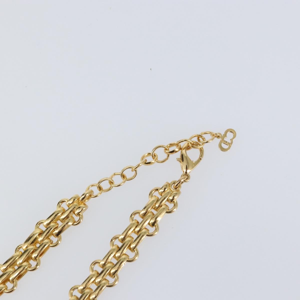 Christian Dior Vintage Cd Clasp Chain Necklace Metal Gold Metal Necklace Jewelry (Pre-Owned)