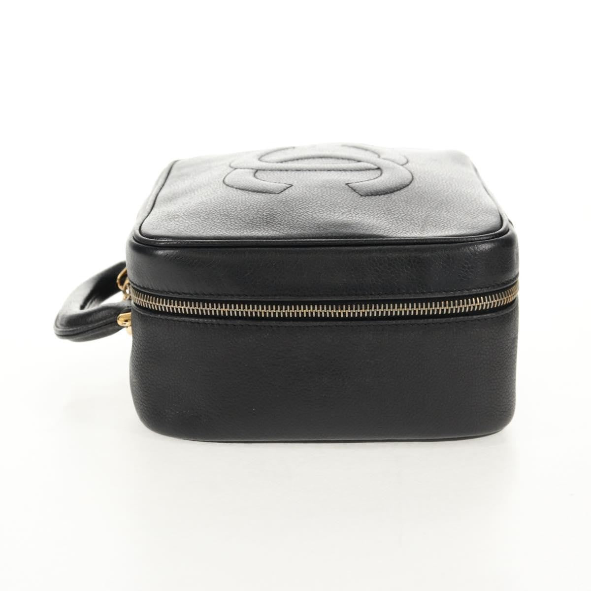 Chanel Vintage Timeless Zip Around Vanity Case Caviar Black Leather Clutche & Pouche Bag (Pre-Owned)