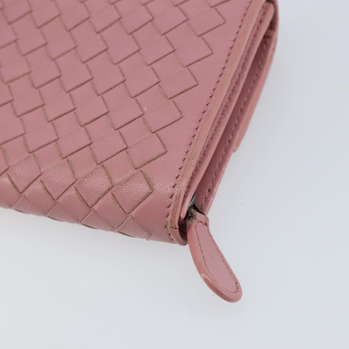 Bottega Veneta Intrecciato Long Zip Wallet Leather Pink Leather Wallets Accessory (Pre-Owned)