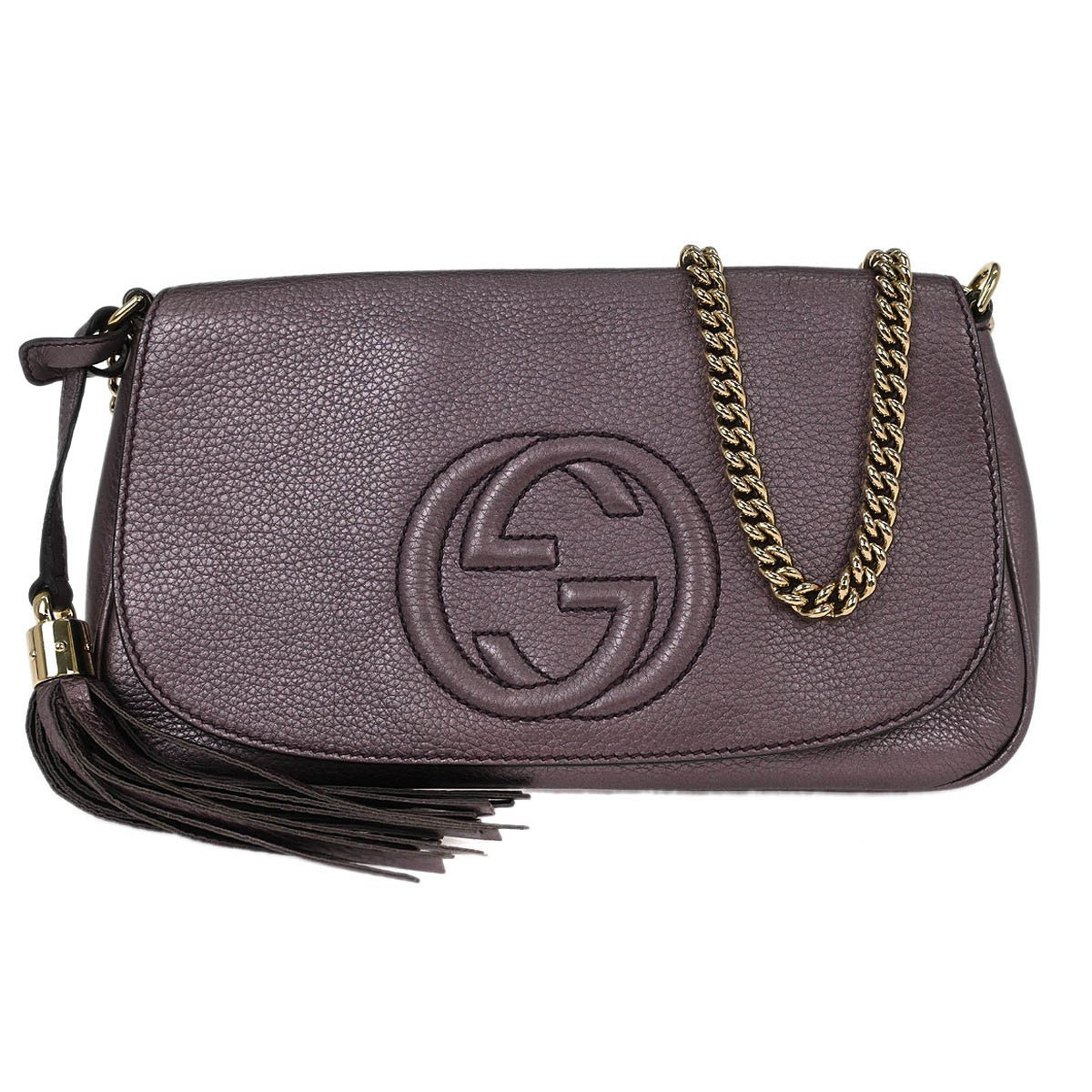 Gucci Soho Chain Crossbody Bag Leather Purple Leather Shoulder Bag Bag (Pre-Owned)