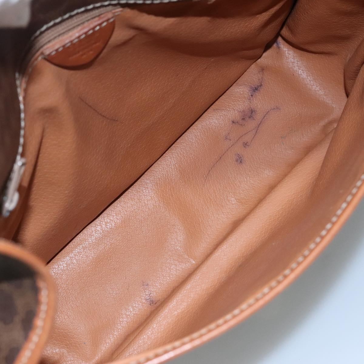 Celine Vintage Macadam Shoulder Bag Canvas And Leather Brown Canvas Shoulder Bag Bag (Pre-Owned)