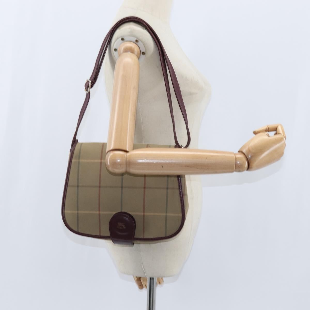 Burberry Nova Check Shoulder Bag Canvas Beige Canvas Shoulder Bag Bag (Pre-Owned)