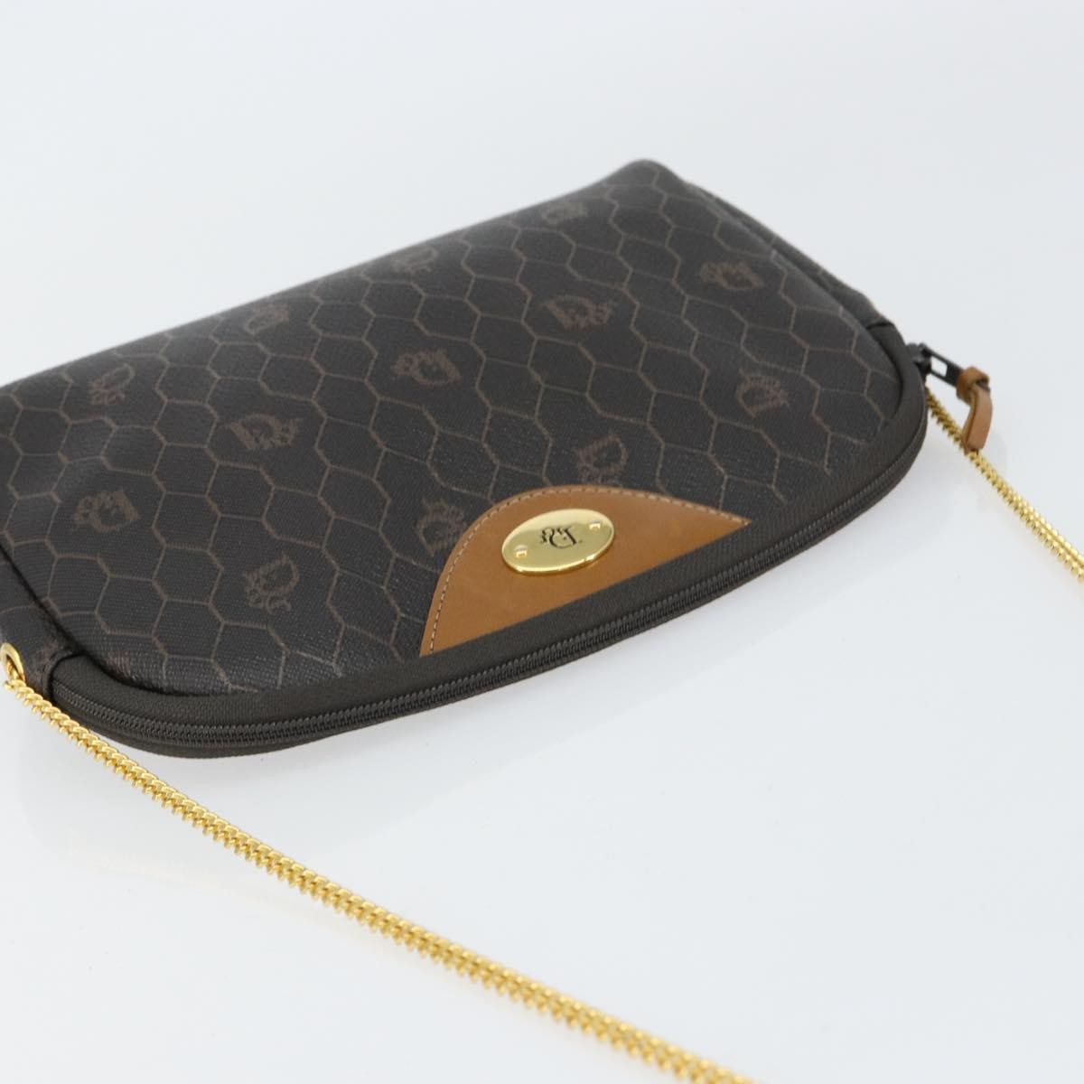 Christian Dior Vintage Honeycomb Chain Canvas Black Canvas Shoulder Bag Bag (Pre-Owned)