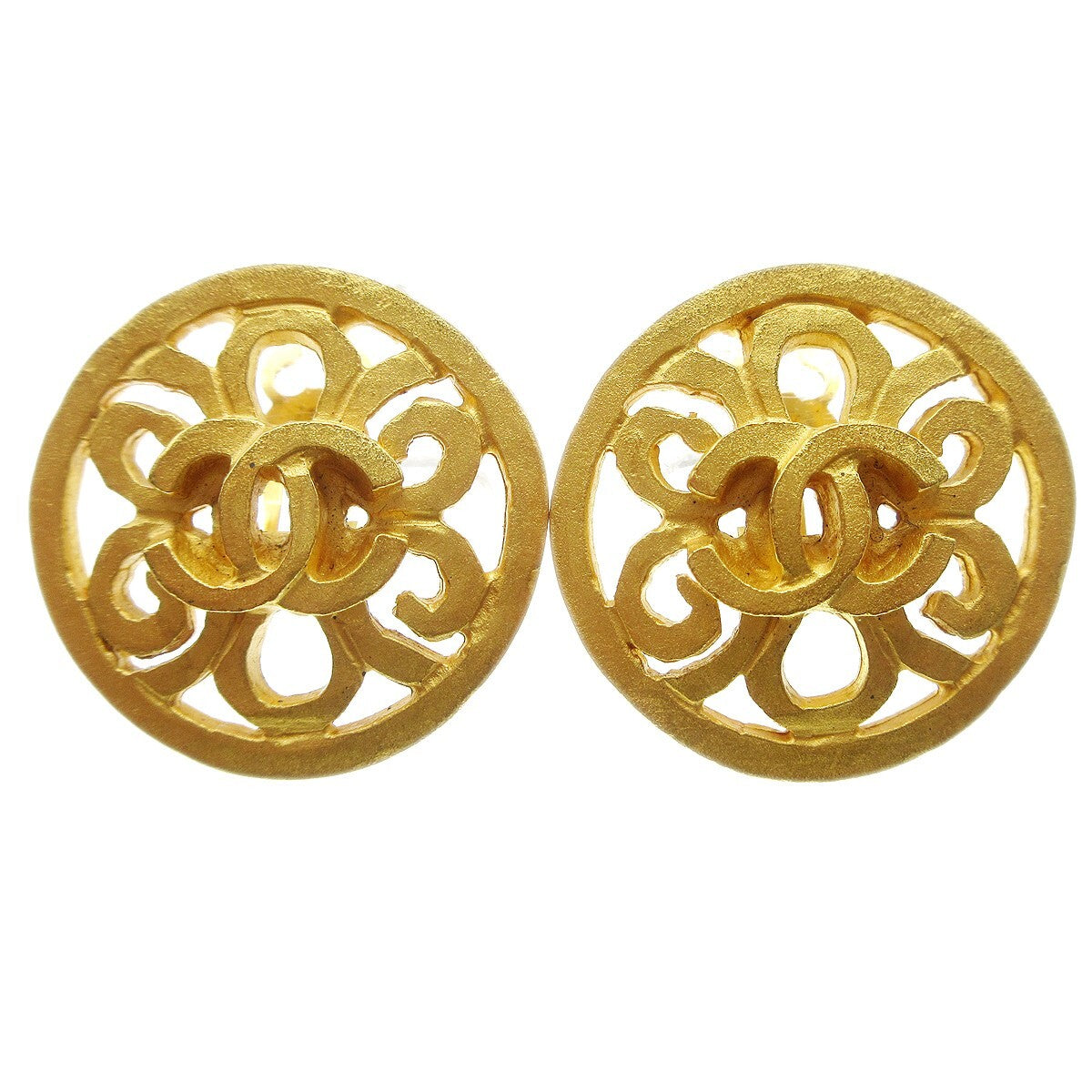 Chanel Cc Round Earrings Metal Gold Gold_Plated Earrings Jewelry (Pre-Owned)