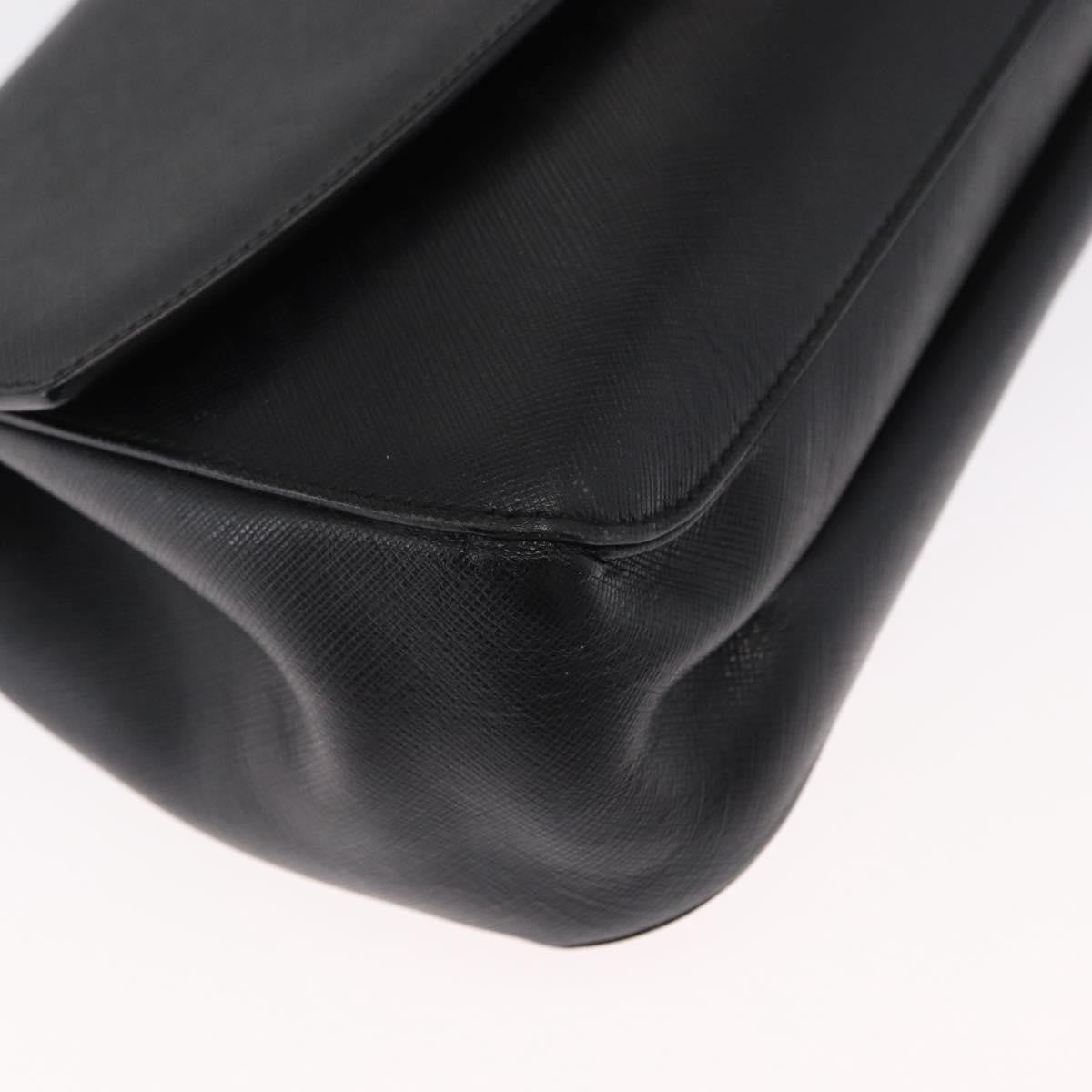 Salvatore Ferragamo Gancini Shoulder Bag Leather Black Leather Shoulder Bag Bag (Pre-Owned)