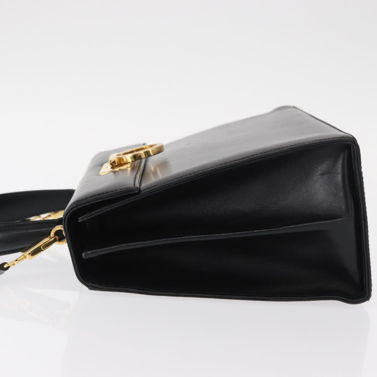 Salvatore Ferragamo Convertible Top Handle Bag Leather Black Leather Handbag (Pre-Owned)