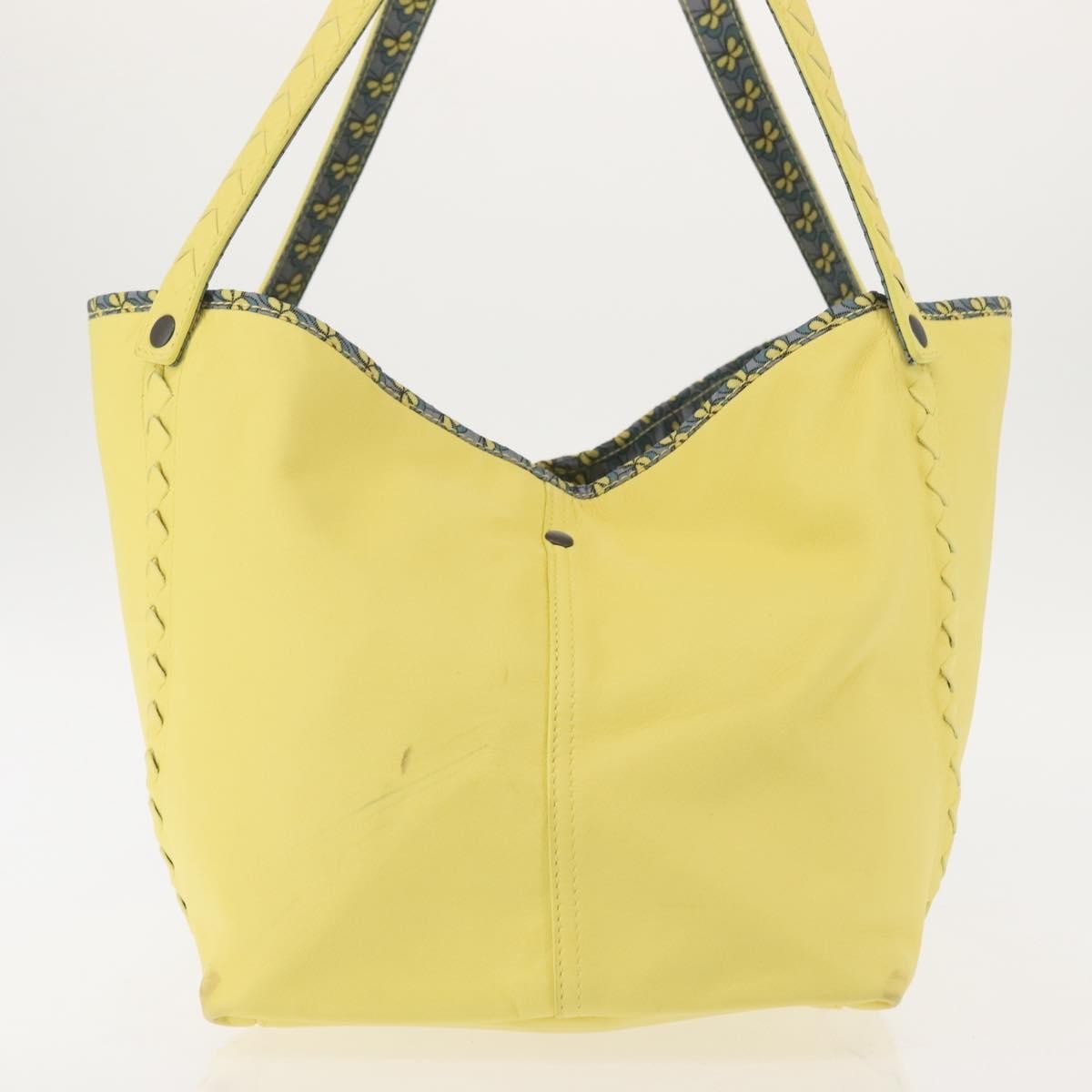 Bottega Veneta A-Shape Tote Leather With Intrecciato Detail Yellow Leather Shoulder Bag Bag (Pre-Owned)