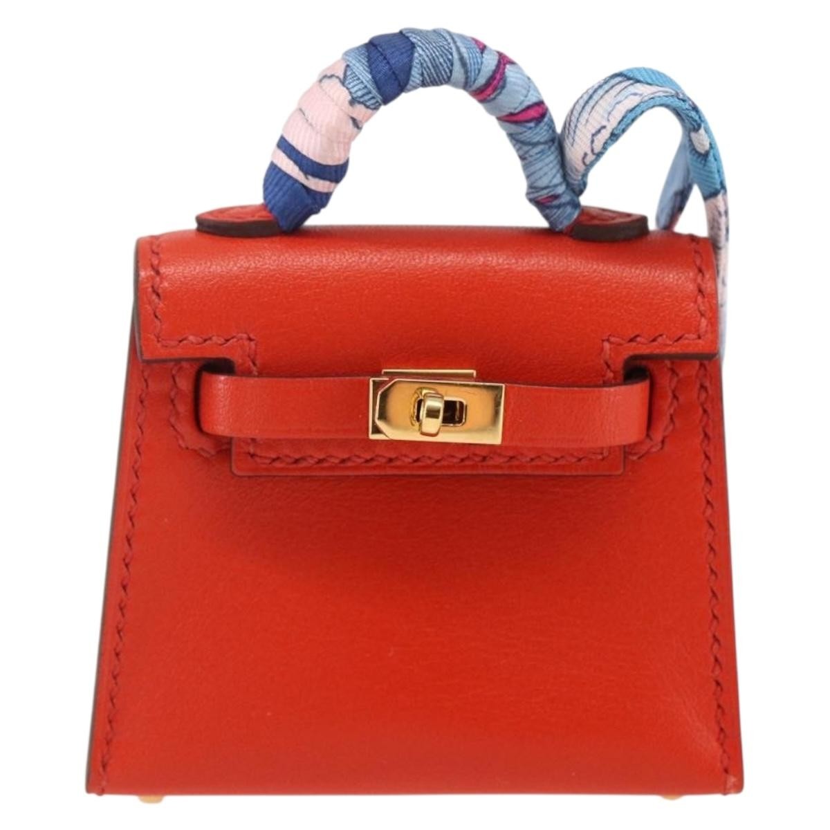 Hermes Kelly Twilly Bag Charm Leather Orange Leather Charms And Keychains Accessory (Pre-Owned)
