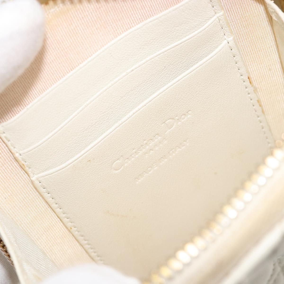 Christian Dior Lady Dior Phone Holder On Chain Cannage Quilt Lambskin White Leather Shoulder Bag Bag (Pre-Owned)