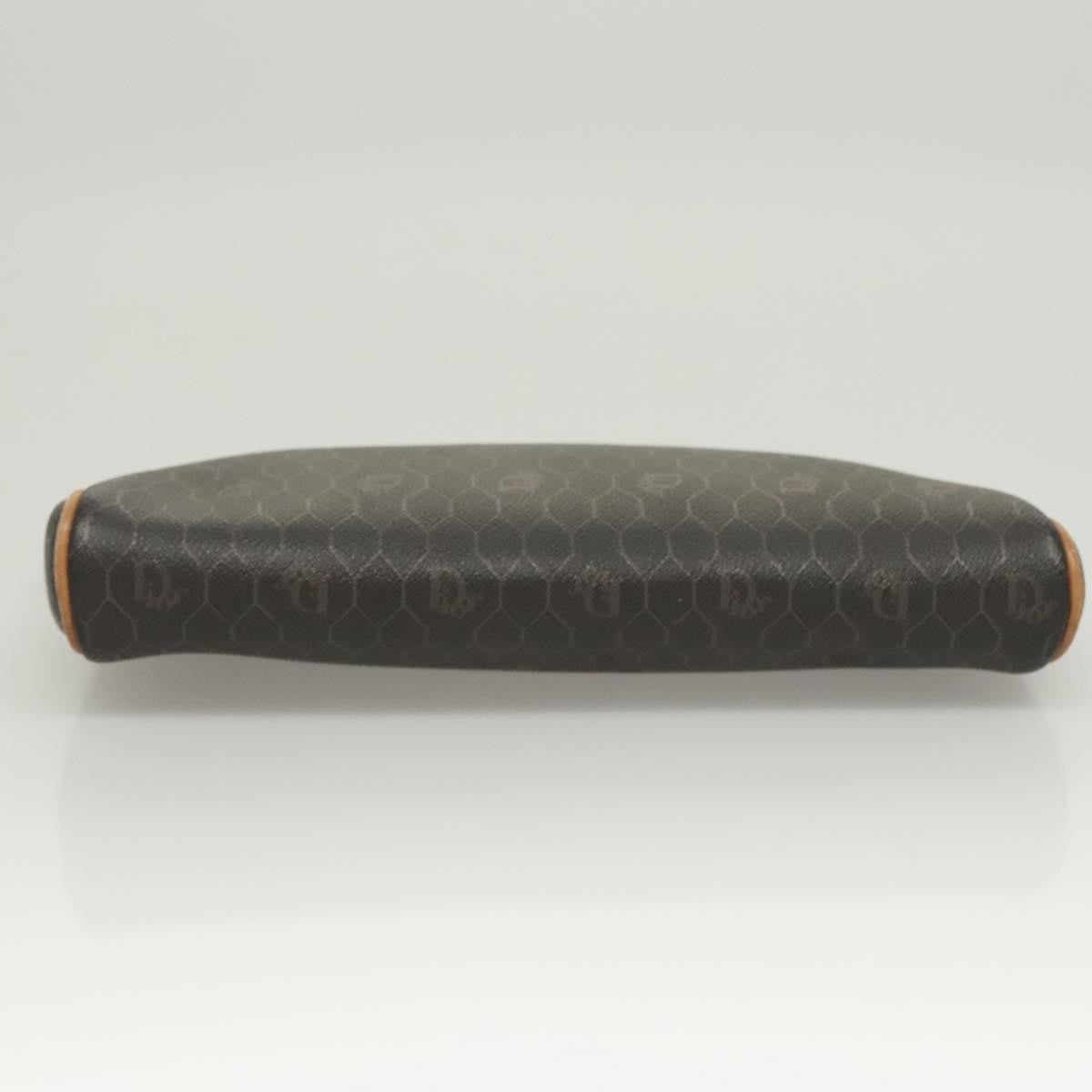 Christian Dior Vintage Honeycomb Zip Pouch Canvas And Leather Black Canvas Clutche & Pouche Bag (Pre-Owned)