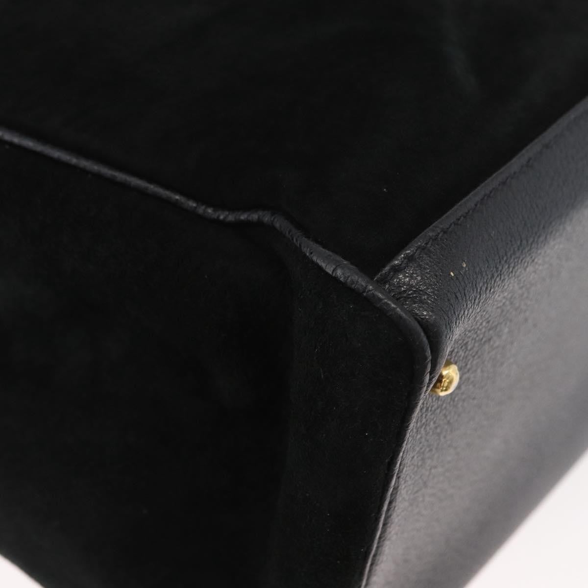 Gucci Bamboo Tote Bag Suede Black Suede Tote Bag Bag (Pre-Owned)
