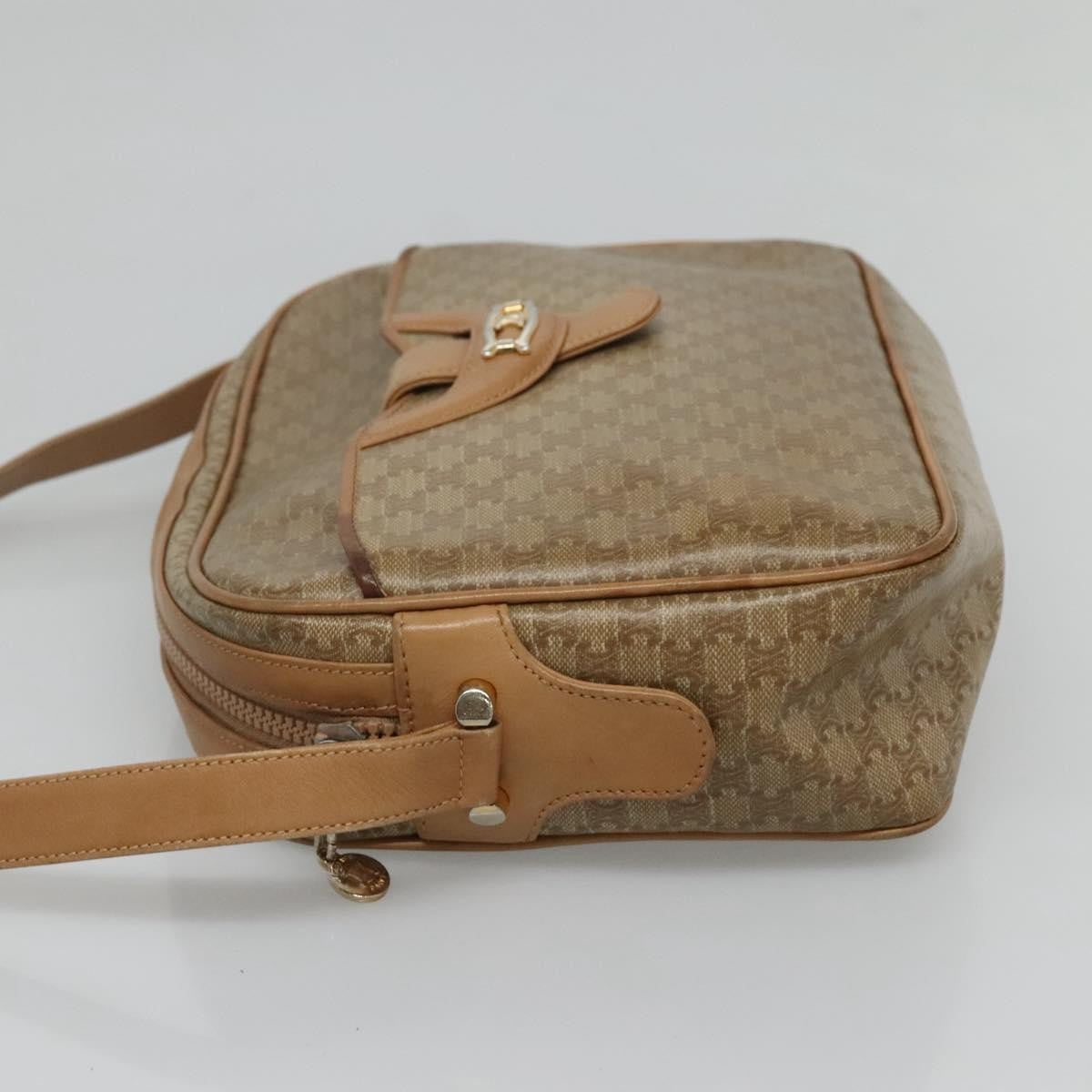 Celine Vintage Macadam Shoulder Bag Canvas And Leather Beige Canvas Shoulder Bag Bag (Pre-Owned)