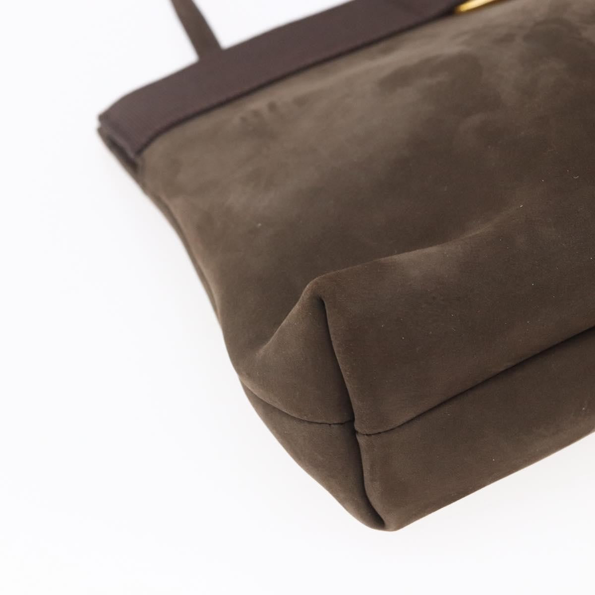Salvatore Ferragamo Vala Shoulder Bag Suede Brown Suede Shoulder Bag Bag (Pre-Owned)
