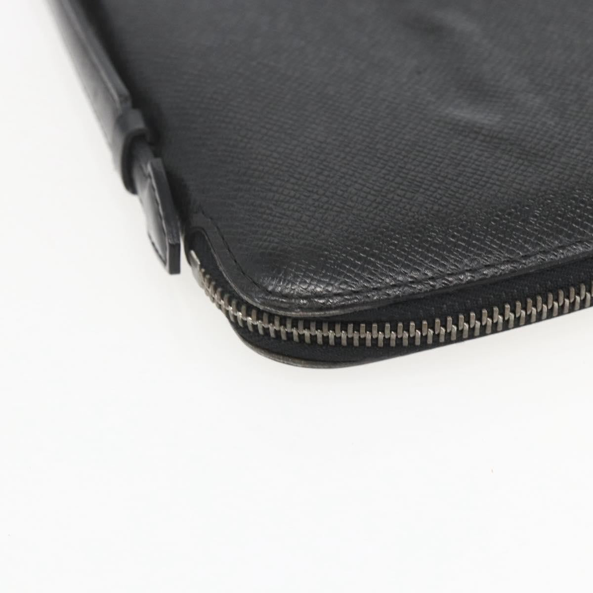 Louis Vuitton Atoll Organizer Wallet Taiga Leather Black Leather Clutche & Pouche Bag (Pre-Owned)