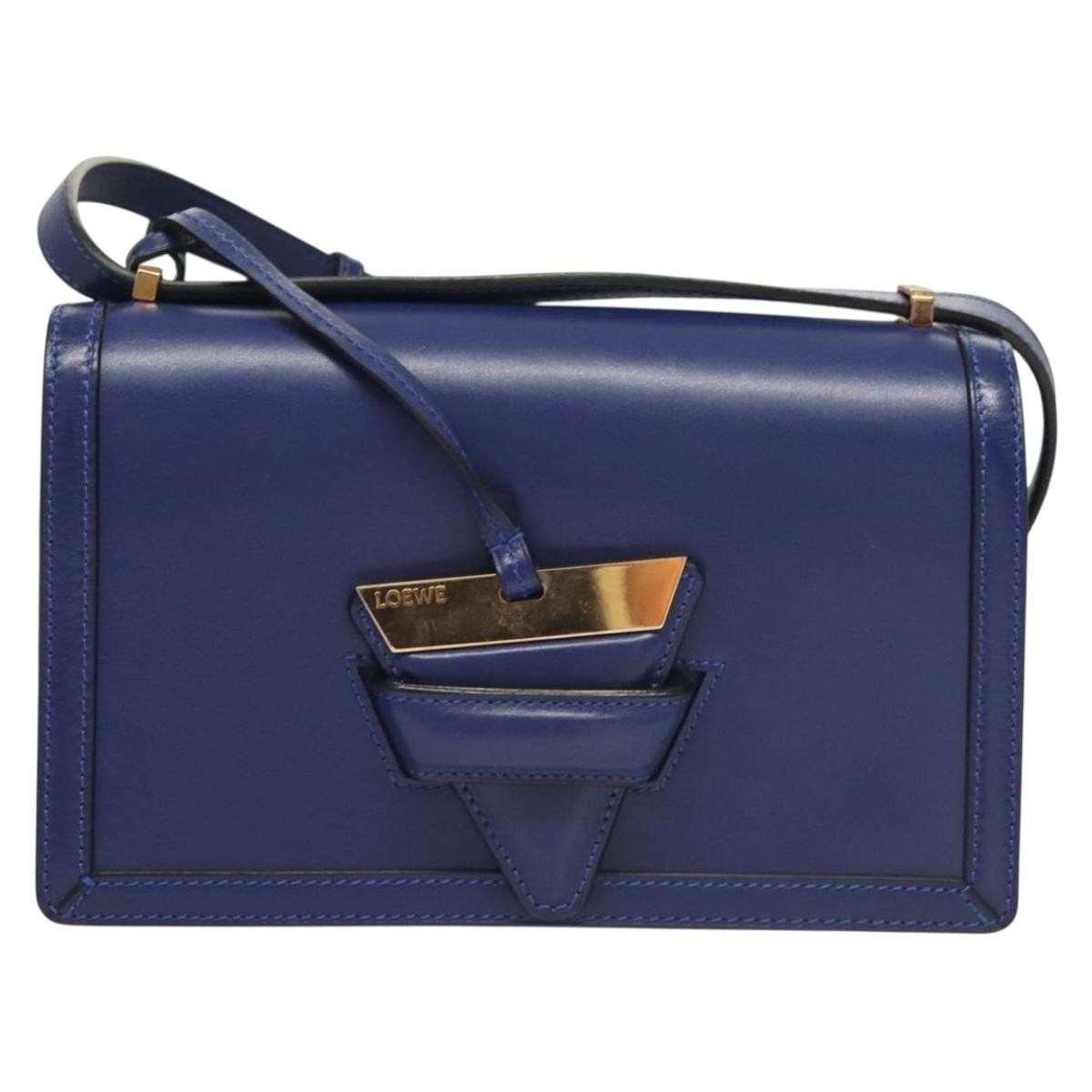 Loewe Barcelona Shoulder Bag Leather Blue Leather Shoulder Bag Bag (Pre-Owned)