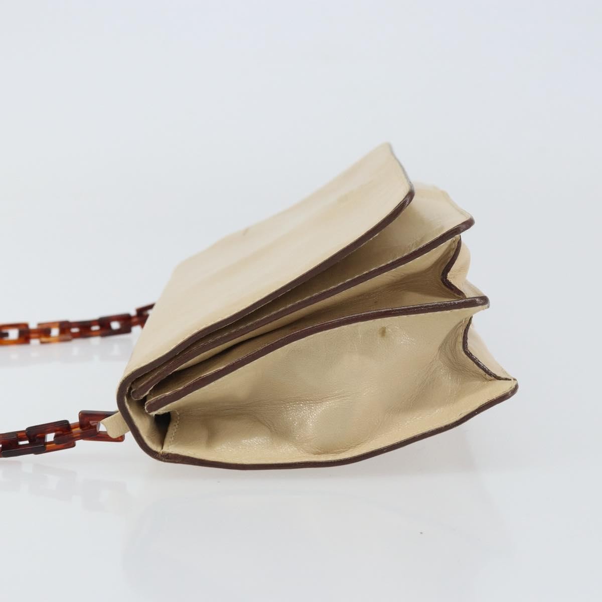 Prada Flap Shoulder Bag Leather Beige Leather Shoulder Bag Bag (Pre-Owned)