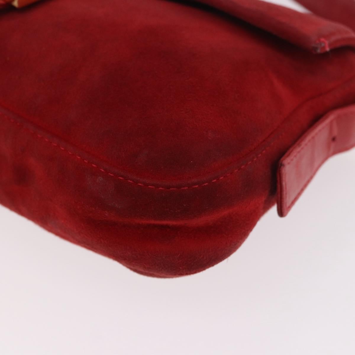 Fendi Baguette Bag Leather Red Suede Shoulder Bag Bag (Pre-Owned)