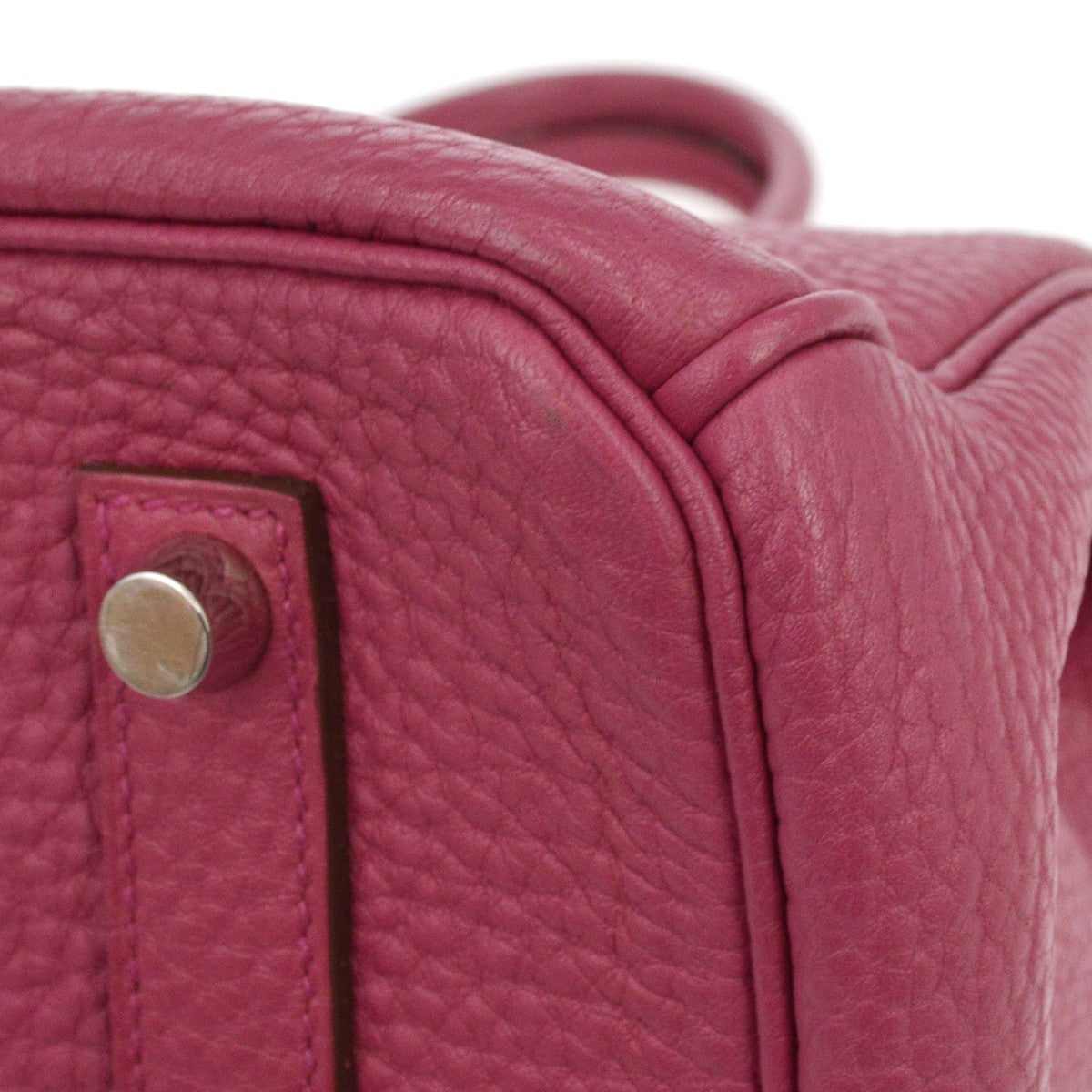 Hermes Birkin Handbag Pink Togo With Palladium Hardware Blue Leather Handbag (Pre-Owned)