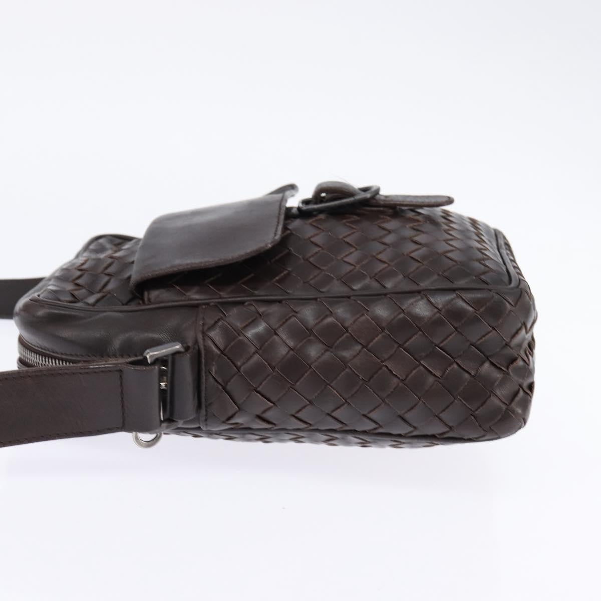 Bottega Veneta Front Pocket Messenger Bag Intrecciato Nappa Brown Leather Bag (Pre-Owned)