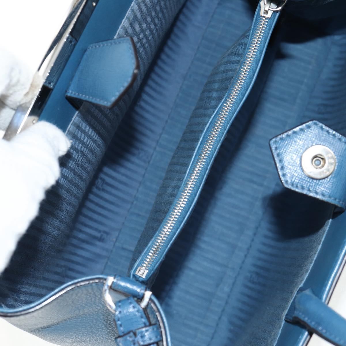 Fendi 2Jours Bag Leather Blue Leather Bag (Pre-Owned)