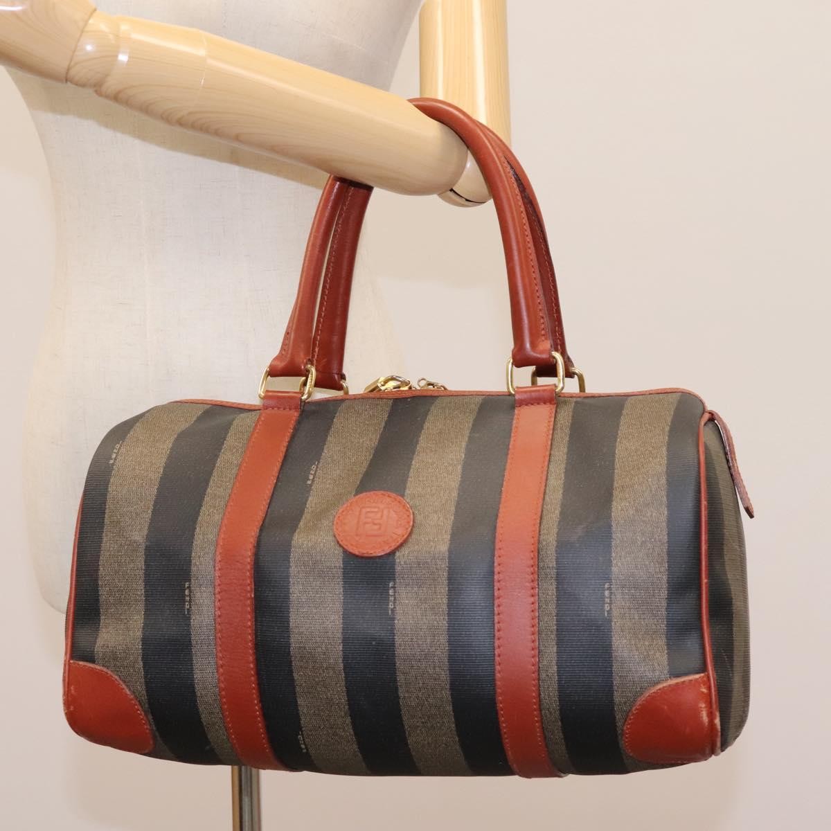 Fendi Vintage Pequin Convertible Boston Bag Coated Canvas Multicolour Canvas Travel Bag Bag (Pre-Owned)