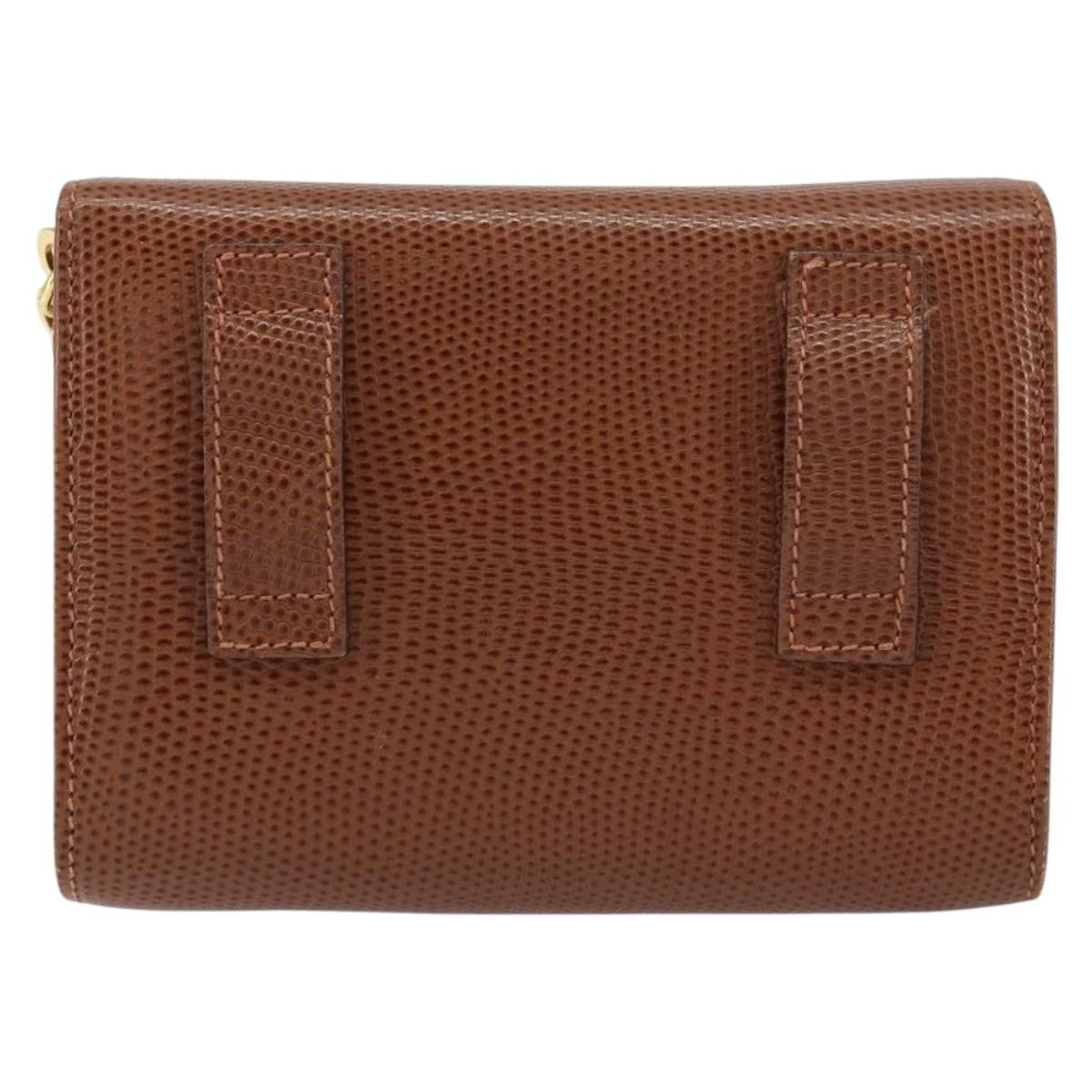 Salvatore Ferragamo Vala Shoulder Bag Embossed Leather Brown Leather Shoulder Bag Bag (Pre-Owned)