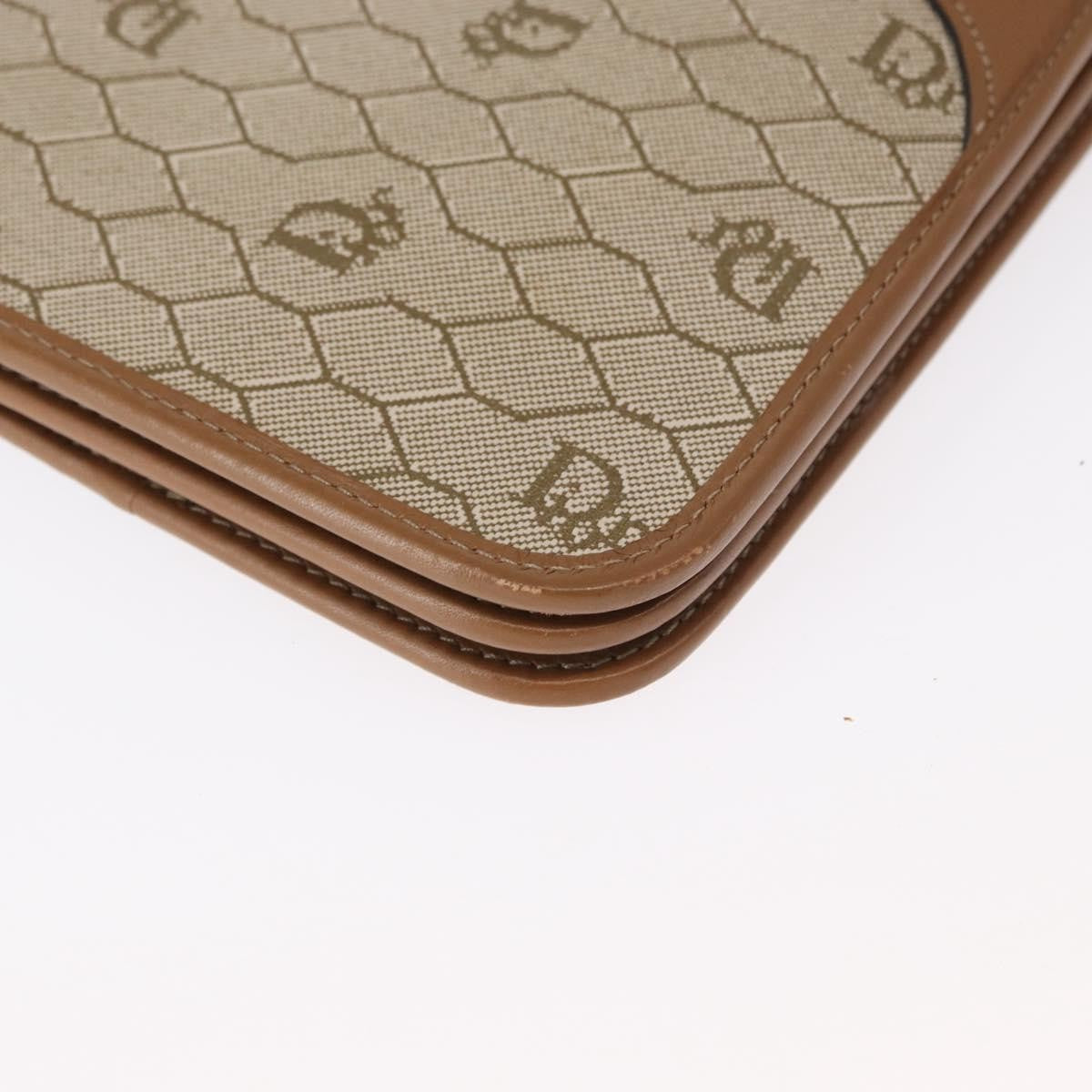 Christian Dior Vintage Honeycomb Chain Canvas Beige Canvas Shoulder Bag Bag (Pre-Owned)