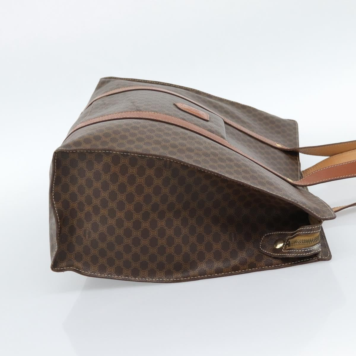 Celine Vintage Macadam Shopper Tote Coated Canvas Brown Canvas Tote Bag Bag (Pre-Owned)