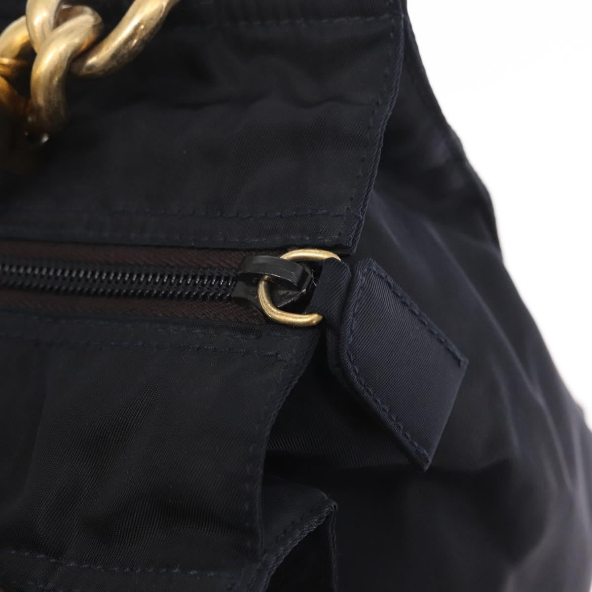 Prada Metal Handles Tote Tessuto Navy Nylon Tote Bag Bag (Pre-Owned)