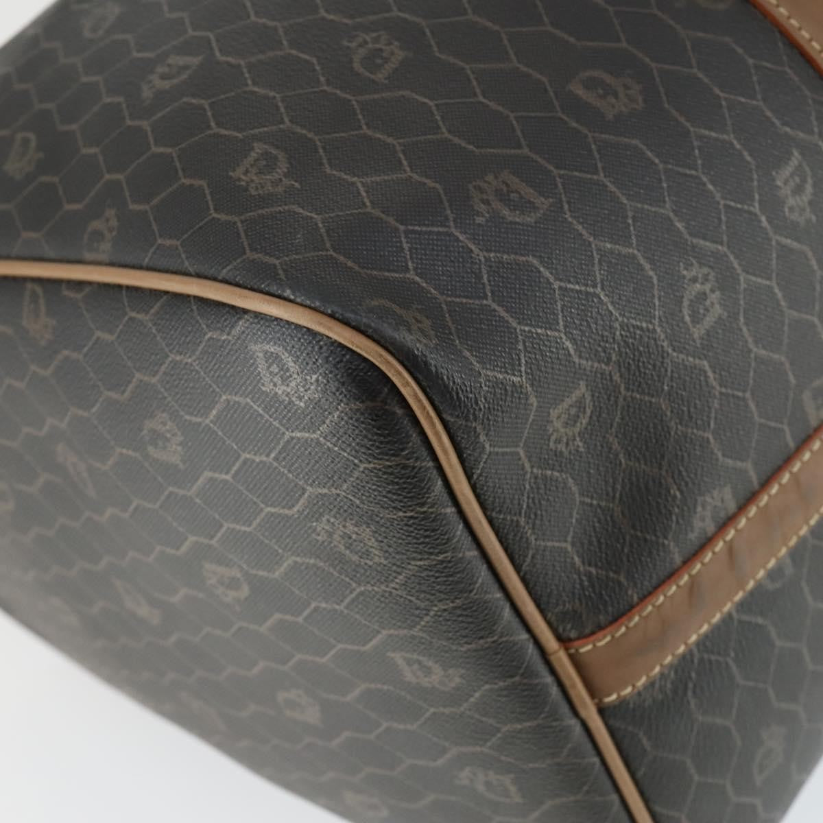 Christian Dior Vintage Honeycomb Boston Bag Canvas And Leather Black Canvas Travel Bag Bag (Pre-Owned)