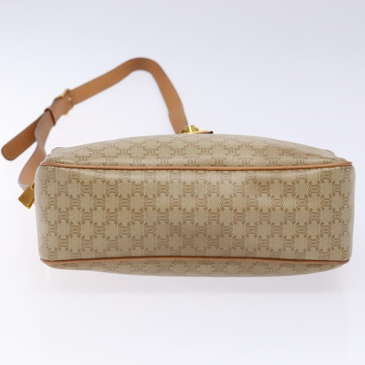 Celine Vintage Macadam Shoulder Bag Canvas And Leather Beige Canvas Bag (Pre-Owned)