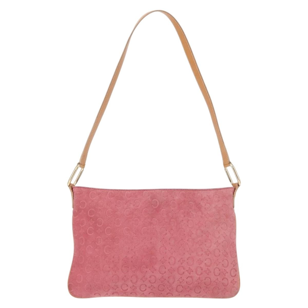 Celine C Macadam Shoulder Bag Suede Pink Suede Shoulder Bag Bag (Pre-Owned)